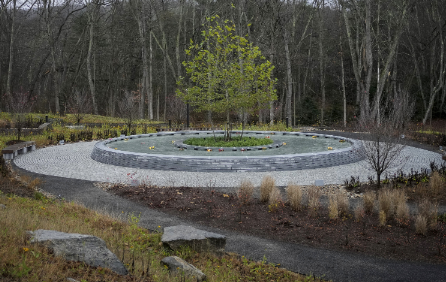 NBC News; An image of the Sandy Hook memorial in its peaceful location