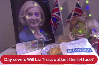 The Daily Star: Liz Truss and the lettuce in The Daily Star’s YouTube livestream. 